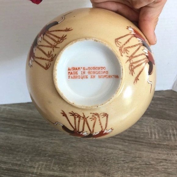 Vtg Hand Painted Crane Bowl - Picture 4 of 9